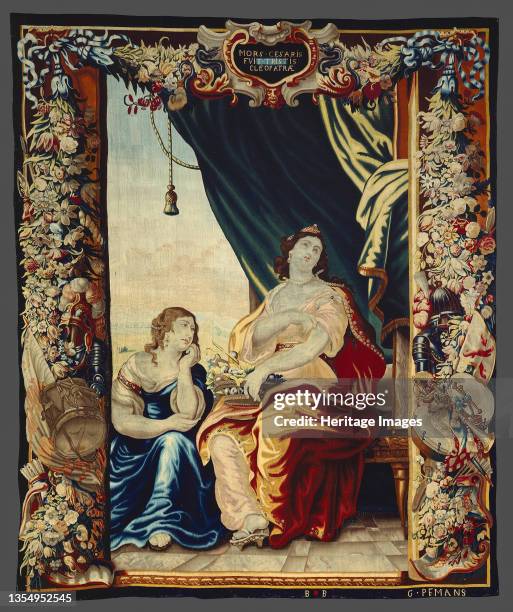 Caesar's Death Makes Cleopatra Mourn, from 'The Story of Caesar and Cleopatra', Flanders, circa 1680. Woven at the workshop of Gerard Peemans, after...
