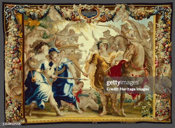 Caesar in the Gallic Wars, from 'The Story of Caesar and Cleopatra', Flanders, circa 1680. Woven at the workshop of Willem van Leefdael, after a...