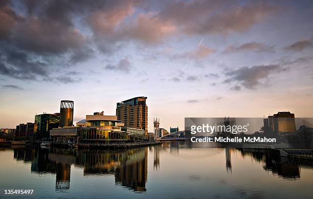 lowry reflections - manchester england stock pictures, royalty-free photos & images