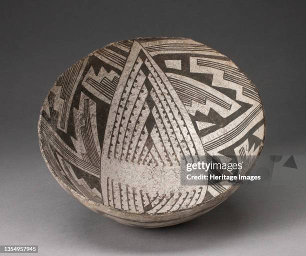Bowl with Large Diamond-Shaped Area Interior with Dotted Lines and Diamonds, and Interlocking Stepped Motifs, A.D. 950/1400. Artist Unknown.