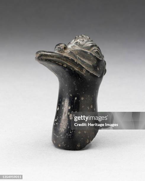 Fragment from a Blackware Vessel in the Form of a Crested Bird Head, A.D. 1000/1400. Artist Unknown.