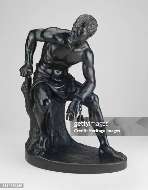 The Freedman, 1862-63. A freed slave with shackles broken, modelled from life, considered to be one of the first naturalistic sculptural...