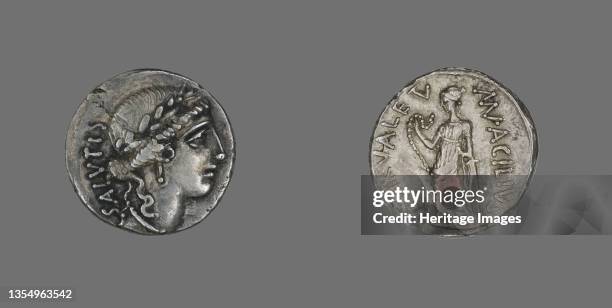 Denarius Depicting the Goddess Salus, about 49 BCE. Artist Unknown.