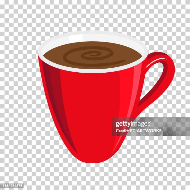 coffee cup - vector - red mug stock illustrations