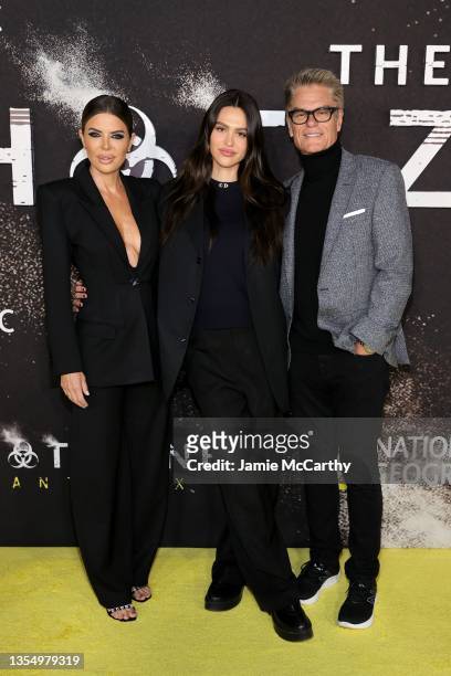 Lisa Rinna, Amelia Gray Hamlin and Harry Hamlin attend the Nat Geo's "The Hot Zone: Anthrax" New York Premiere at Jazz at Lincoln Center on November...