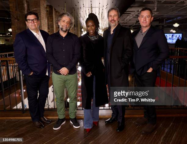 Donald Mowat, Paul Lambert, Sharon Duncan-Brewster, Denis Villeneuve and Greig Fraser attend the awards screening of "DUNE" with talent and film...
