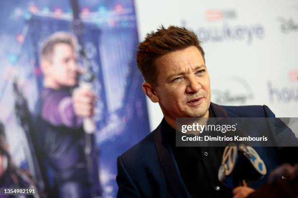 Jeremy Renner attends the "Hawkeye" Special Screening at AMC Lincoln Square Theater on November 22, 2021 in New York City.