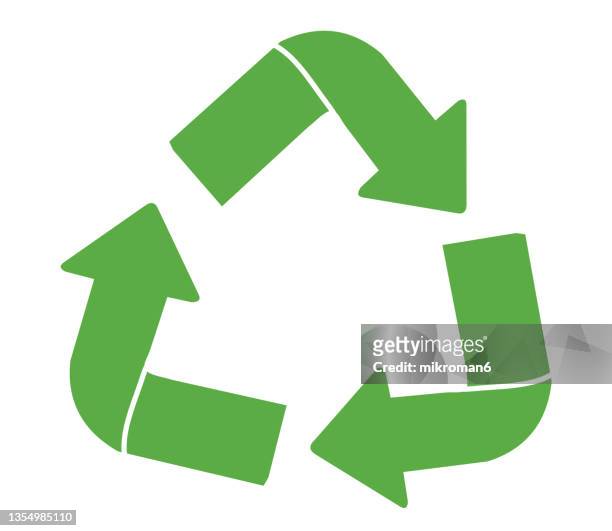 illustration of recycling symbol - lixeira para lixo reciclável imagens e fotografias de stock