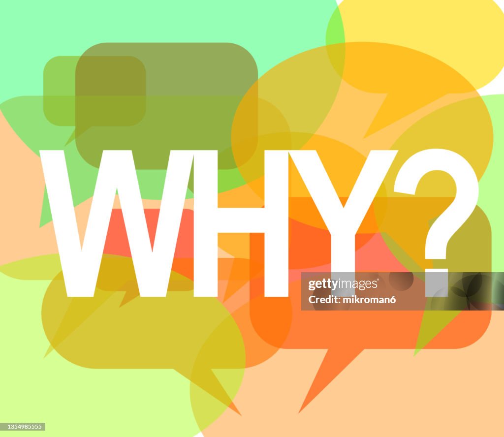 Illustration of speech bobbles background with WHY on it
