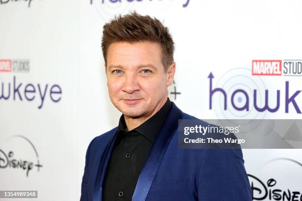 Jeremy Renner attends the Hawkeye New York Special Fan Screening at AMC Lincoln Square on November 22, 2021 in New York City.