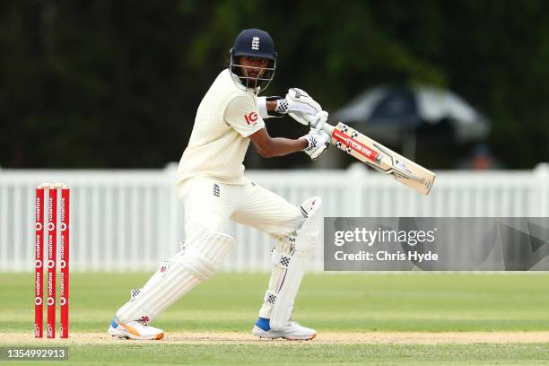 Haseeb Hameed of England bats during day one of the Tour Match between England and the England Lions at Redlands Cricket Inc on November 23, 2021 in...