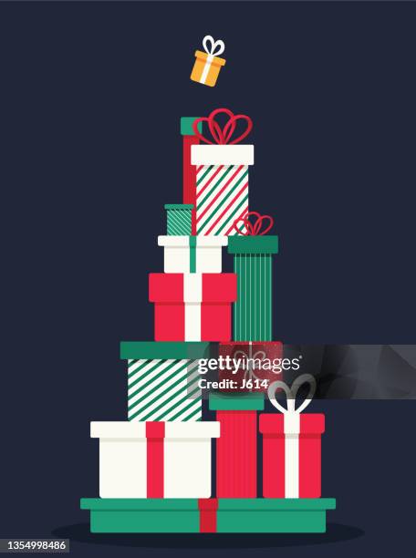 ilustrações, clipart, desenhos animados e ícones de árvore de presentes de natal - presente de natal