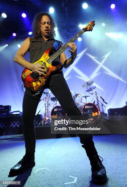 Kirk Hammett of Metallica performs at Day Four of the bands' 30th Anniversary shows at The Fillmore on December 10, 2011 in San Francisco, California.