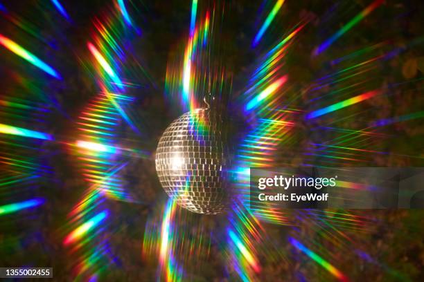 psychedelic disco ball with colorful reflections. - disco ball stock-fotos und bilder