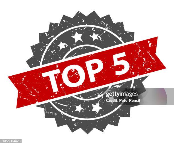 top 5 - stamp, imprint, seal template. grunge effect. vector stock illustration - printing texture stock illustrations