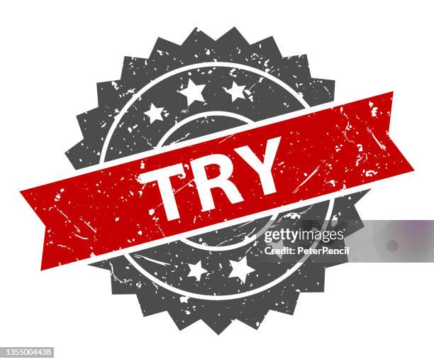 try - stamp, imprint, seal template. grunge effect. vector stock illustration - try something stock illustrations