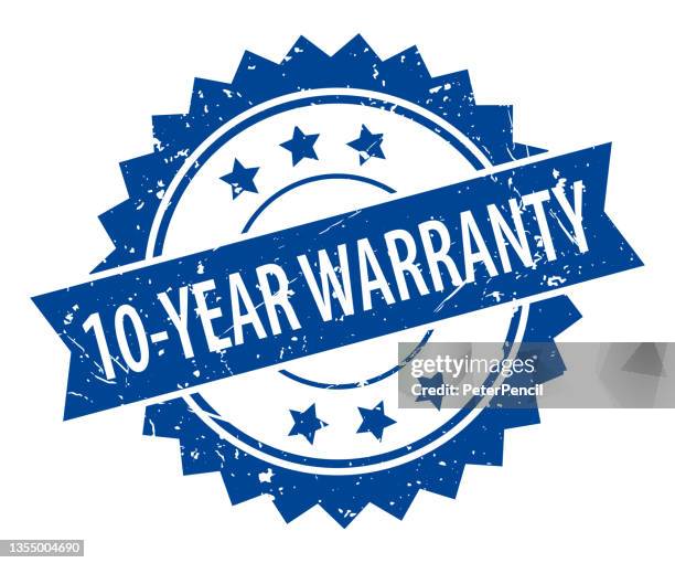 stockillustraties, clipart, cartoons en iconen met 10 years warranty - stamp, imprint, seal template. grunge effect. vector stock illustration - 10 years