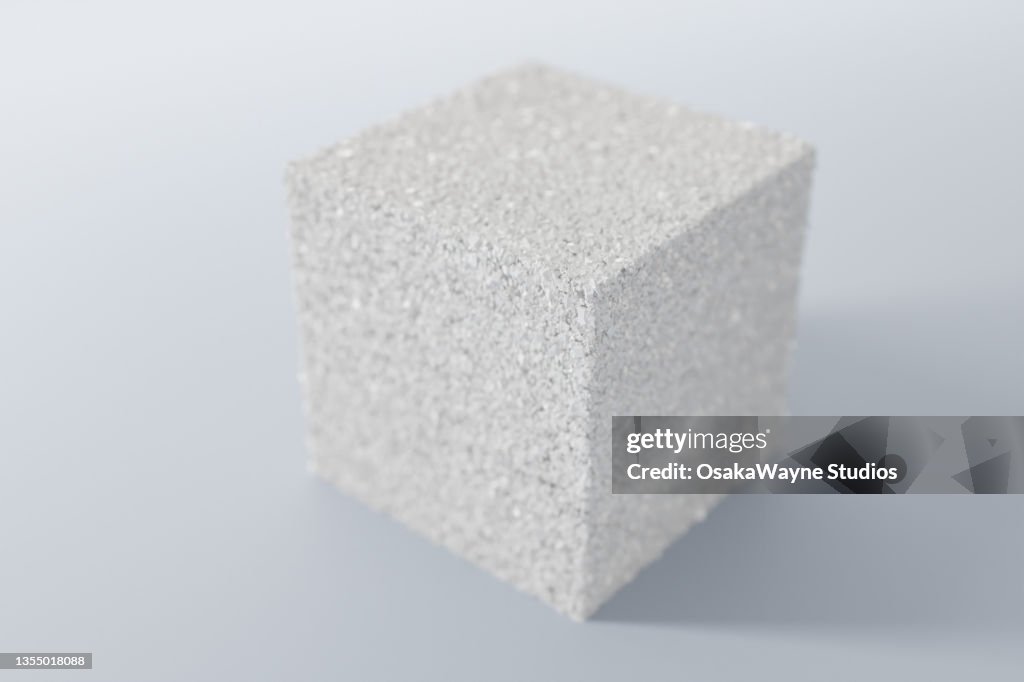 3D model of sugar cube against neutral background