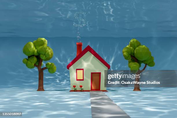 underwater mortgage - climate change money stock pictures, royalty-free photos & images
