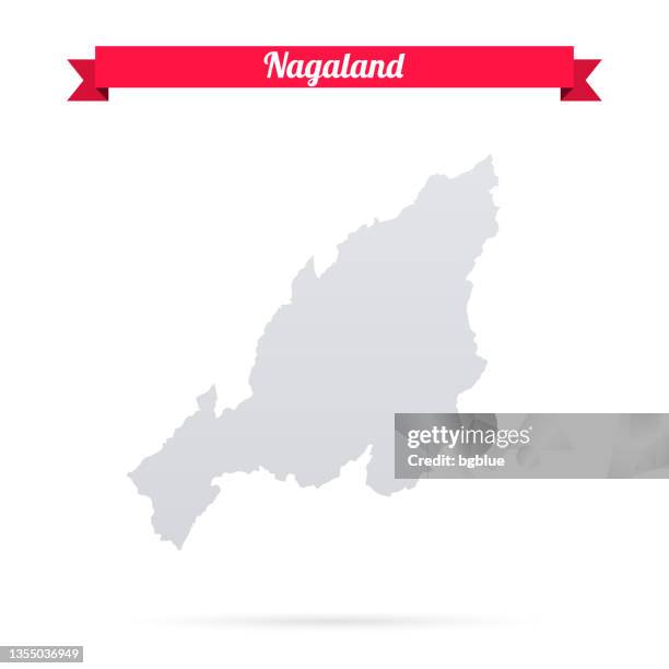 nagaland map on white background with red banner - nagaland stock illustrations