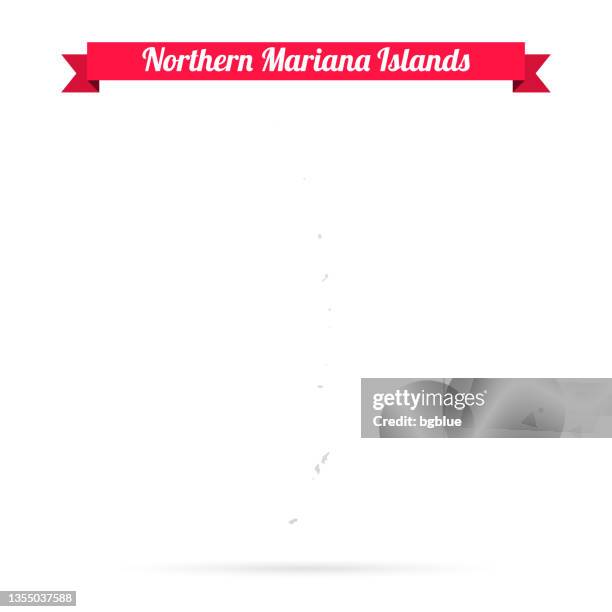 northern mariana islands map on white background with red banner - northern mariana islands stock illustrations