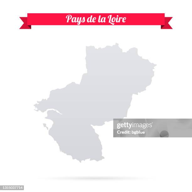 illustrations, cliparts, dessins animés et icônes de carte des pays de la loire sur fond blanc avec bannière rouge - pays de la loire