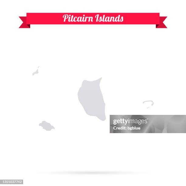 bildbanksillustrationer, clip art samt tecknat material och ikoner med pitcairn islands map on white background with red banner - pitcairnöarna