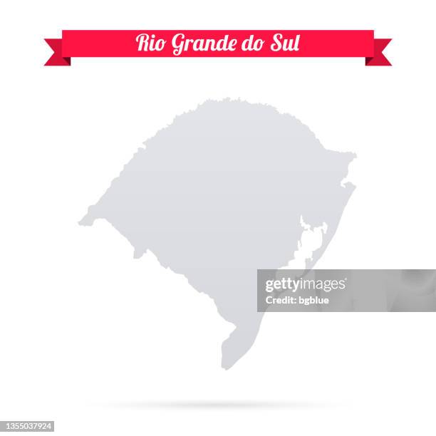rio grande do sul map on white background with red banner - rio grande stock illustrations