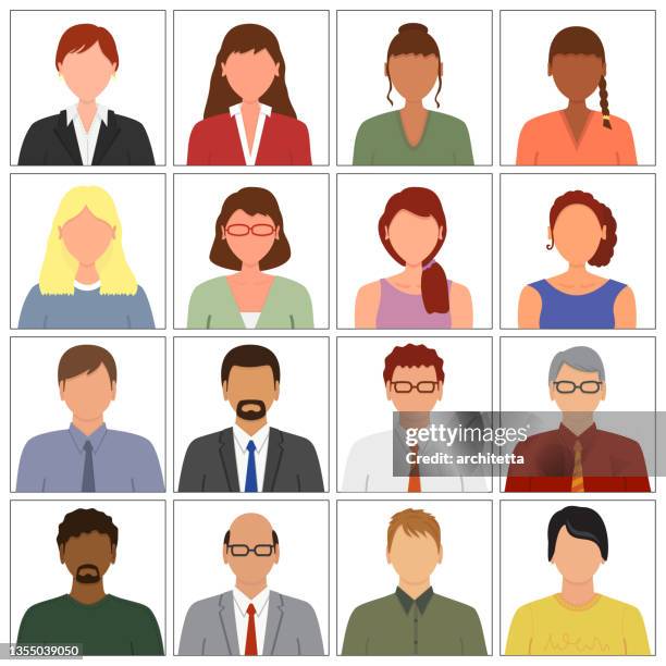 women and men business people avatars - men hair stock illustrations