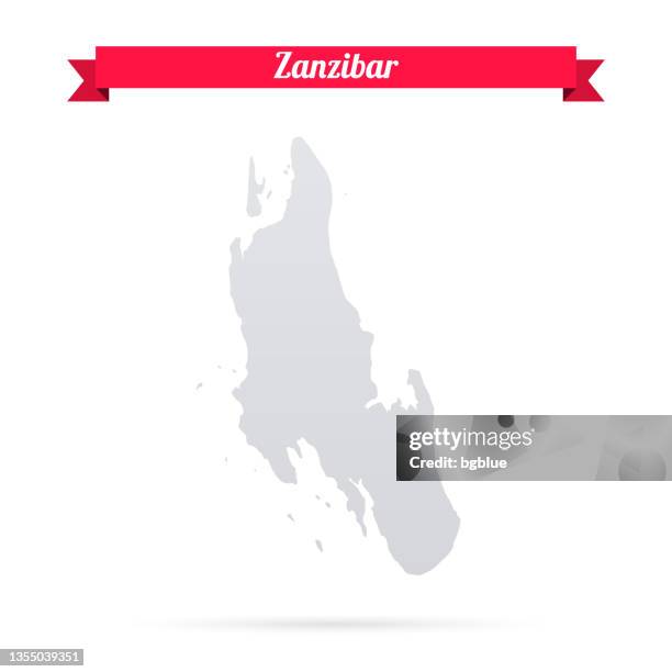 stockillustraties, clipart, cartoons en iconen met zanzibar map on white background with red banner - zanzibar eilandengroep