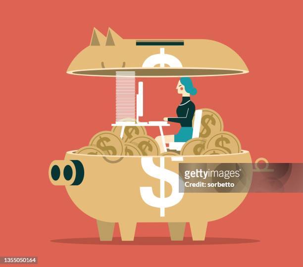 businesswoman - investment and savings growth - mutual fund stock illustrations
