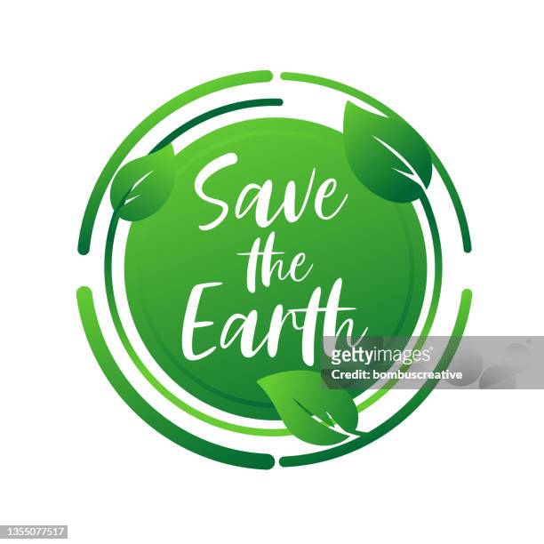 ilustrações, clipart, desenhos animados e ícones de design de logotipo do abstract save the earth - jogo amigável