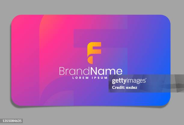 letter f logo on business card - business card design stock illustrations