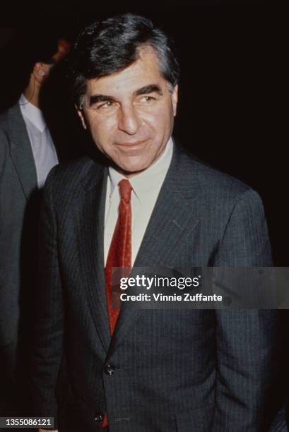 American politician Michael Dukakis attends election rally during the 1988 United States presidential election, in the Forest Hills neighbourhood of...