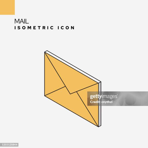 mail isometric line icon - envelope stock illustrations