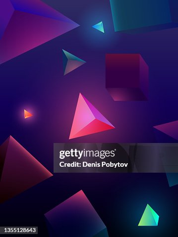 Futuristic 3D tech Glowing Illustration - Triangular and square glowing crystals. Futuristic 3D tech Glowing Illustration - Triangular and square glowing crystals.