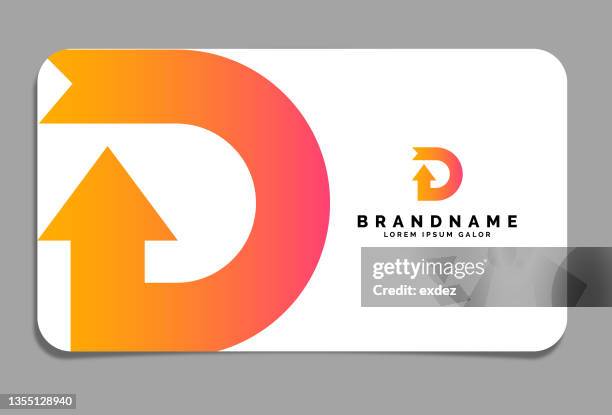 buchstabe d logo auf visitenkarte - buchstabe d stock-grafiken, -clipart, -cartoons und -symbole