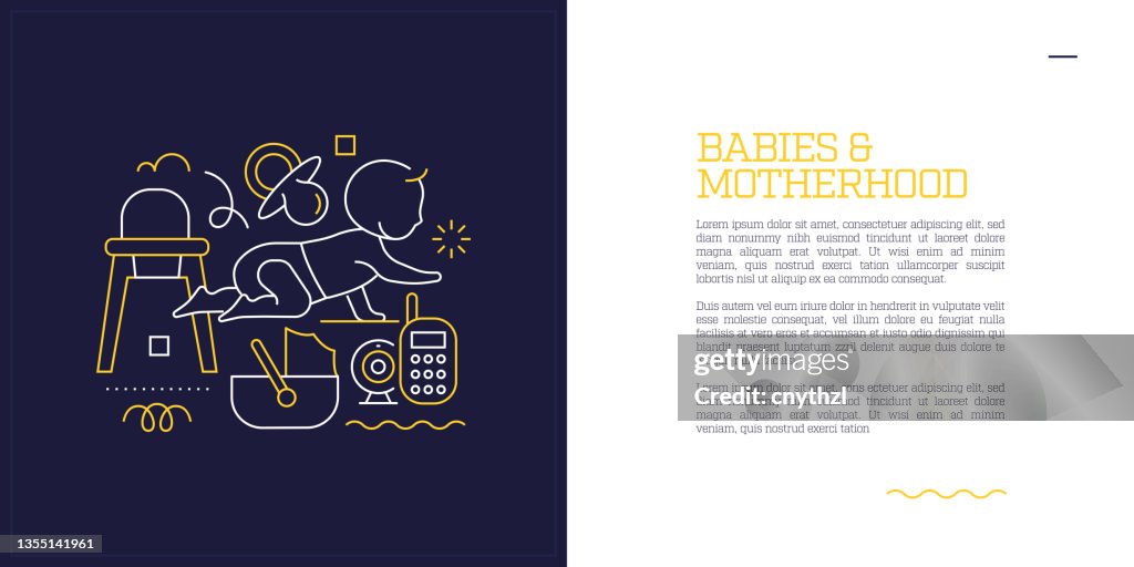Vector Set of Illustration Babies and Motherhood Concept. Line Art Style Background Design for Web Page, Banner, Poster, Print etc. Vector Illustration.