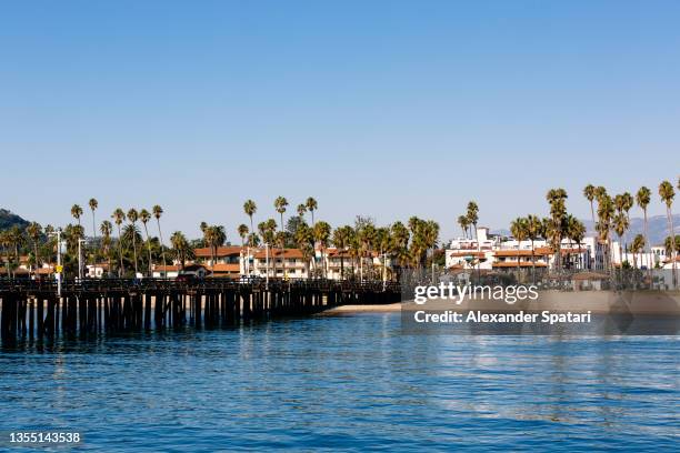 stearns wharf and beach in santa barbara, california, usa - akter bildbanksfoton och bilder