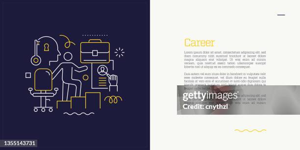 vector set of illustration career concept. line art style background design for web page, banner, poster, print etc. vector illustration. - human resources background stock illustrations
