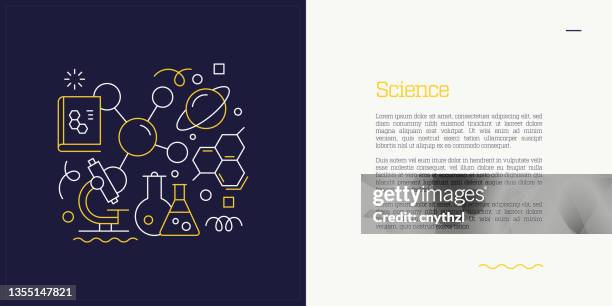 vector set of illustration science concept. line art style background design for web page, banner, poster, print etc. vector illustration. - stem stock illustrations