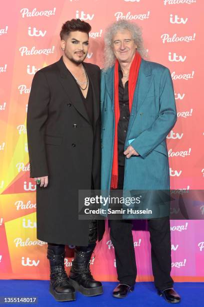 Adam Lambert and Brian May attend ITV Palooza! at the Royal Festival Hall on November 23, 2021 in London, England.