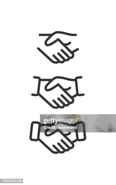 handshake line icons editable stroke - handshake icon stock illustrations