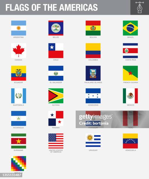 american square flag buttons - latin american flags stock illustrations