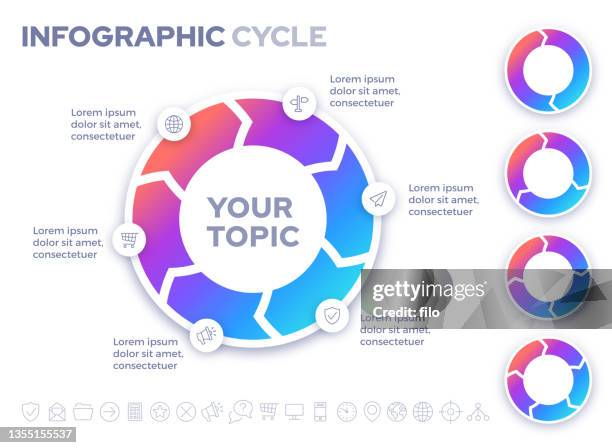 illustrations, cliparts, dessins animés et icônes de infographie cycle spin round data graphic - cycle