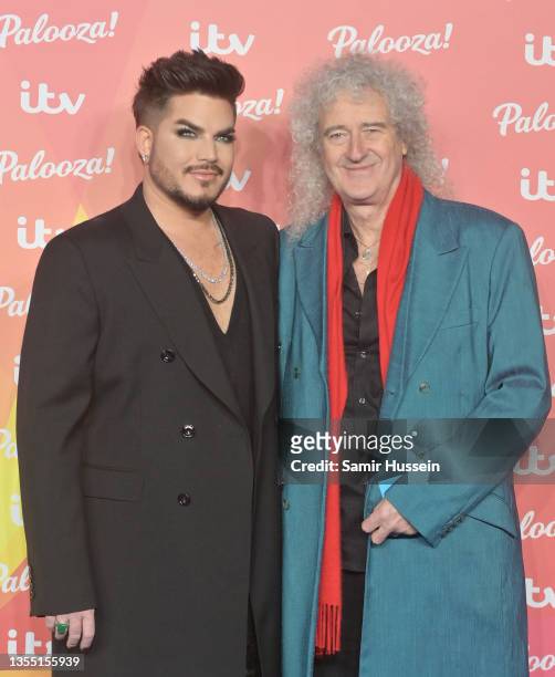 Adam Lambert and Brian May attend ITV Palooza! at the Royal Festival Hall on November 23, 2021 in London, England.