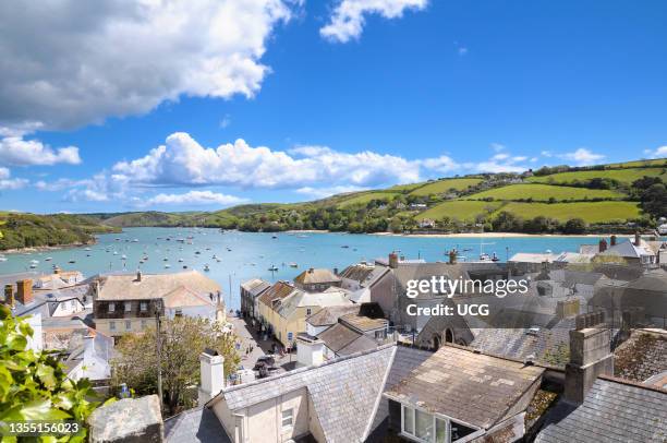 View over the popular Devon town of Salcombe looking across the Kingsbridge Estuary.