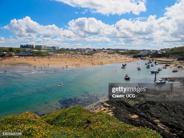 Summerleaze beach and tidal harbor, Bude, Cornwall, UK.