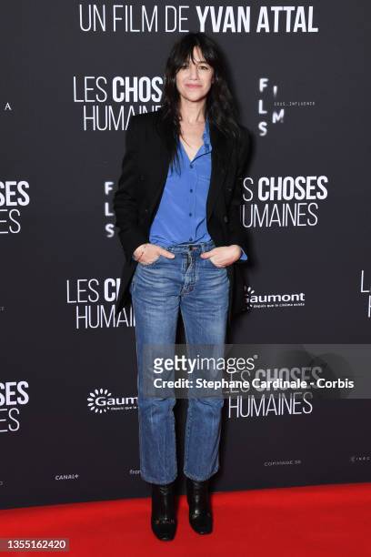 Charlotte Gainsbourg attends the "Les Choses Humaines" Premiere At Cinema UGC Normandie on November 23, 2021 in Paris, France.