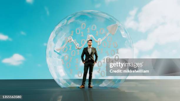 man is alone and isolated in his own bubble outside - contact tracing stock pictures, royalty-free photos & images